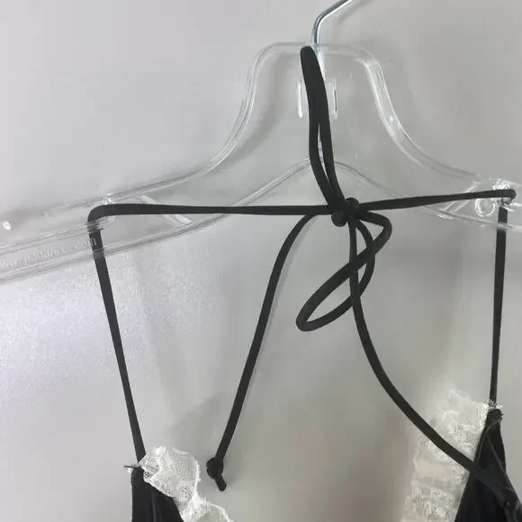 Victoria's Secret Mesh Babydoll LARGE Lingerie Lacy Black Lace Teddy Nightie - Picture 3 of 7